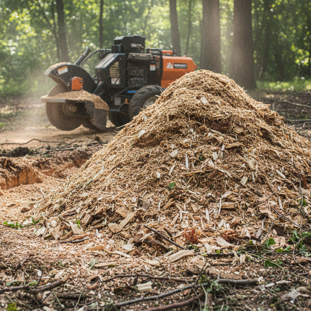 wood chips after stump grinding